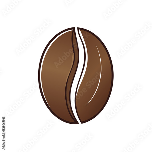 Detailed brown coffee bean with a central split and highlights