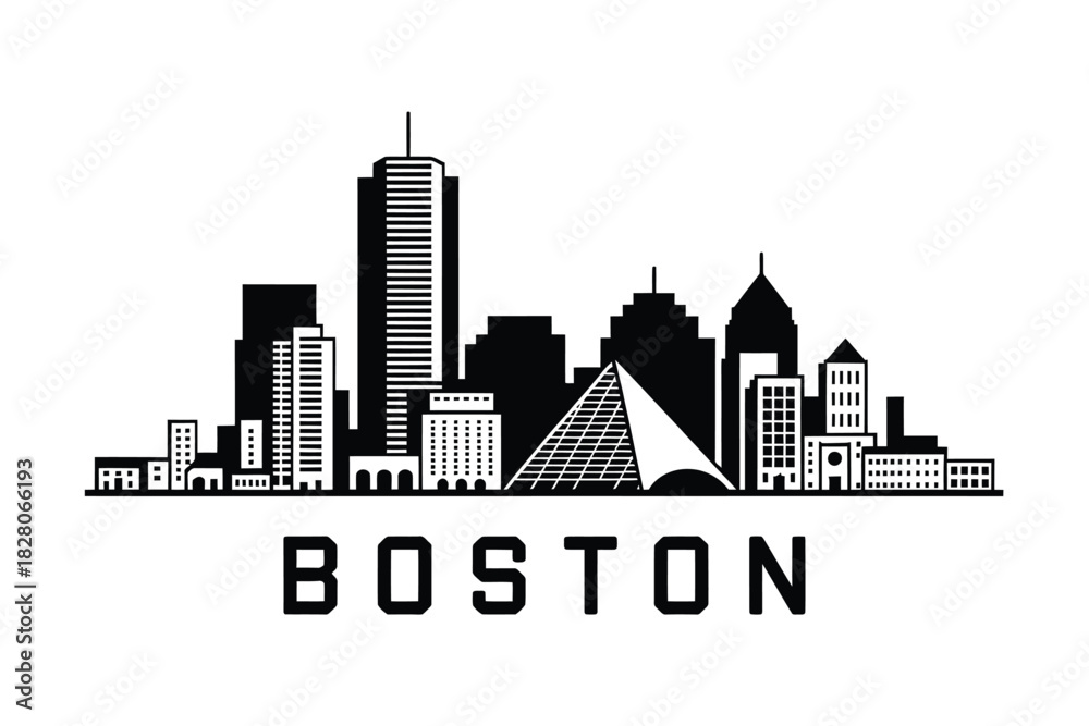 Fototapeta premium Boston skyline silhouette with city name below