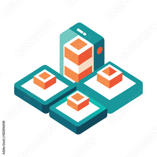 Isometric Smartphone Trio App Mockup Vector