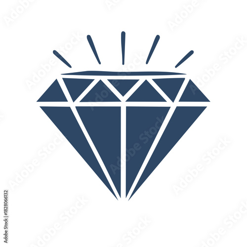 Stylized sparkling blue diamond gem vector illustration icon