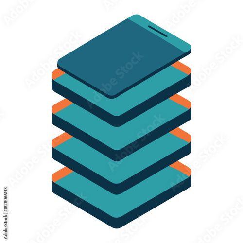 Vertical Smartphone Stack Gaming Mockup Vector