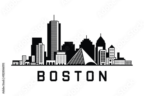 Boston skyline silhouette with city name below