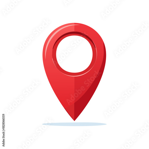 Red Navigation Pin Drop - GPS Location Marker, Destination Icon, Vector Symbol