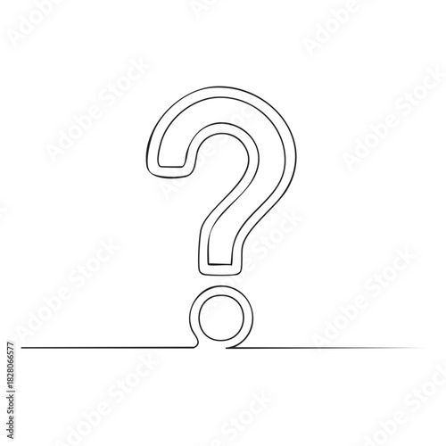 Question Mark Graphic Simple Line Drawing Mystery Icon Posing Inquiry Pondering Query Symbol