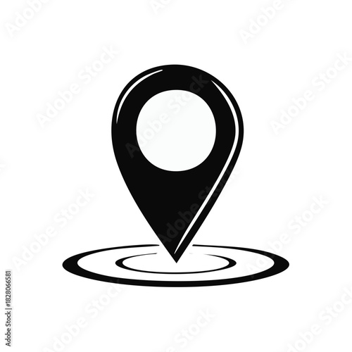 Simple black location pin icon for GPS navigation. Map marker symbol indicating a destination or place.