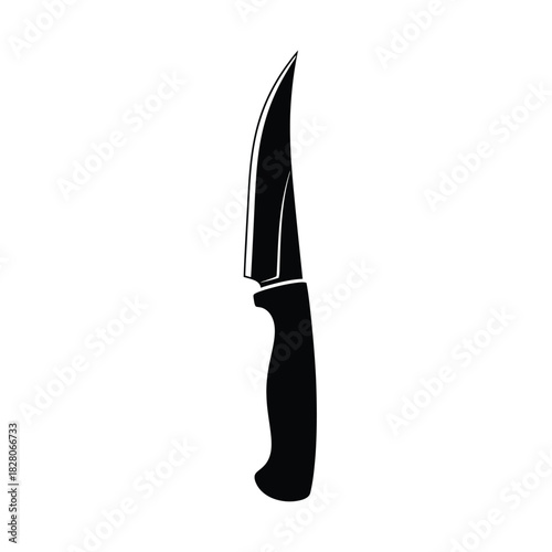 Black silhouette of a curved blade knife sharp