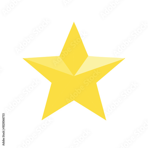 Shiny yellow five pointed star illustration with 3D effect for rating and achievement