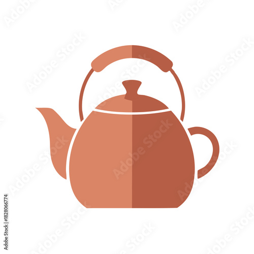 Minimalist brown teapot icon illustration. Simple flat design vector of a kettle for kitchen and beverage concepts.