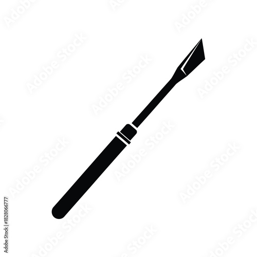 Black silhouette of a cuticle pusher tool vector