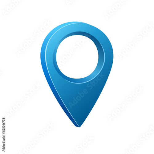 Modern glossy blue map pointer symbol for global positioning and digital navigation concepts
