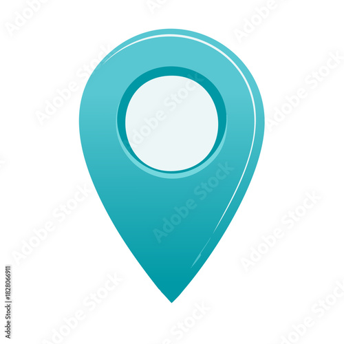 Turquoise blue map pointer icon with white center for navigation and location pinpointing