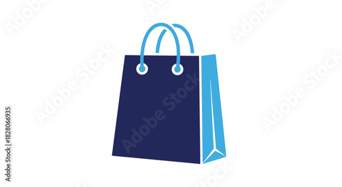 Modern shopping bag icon design in minimalist blue tones