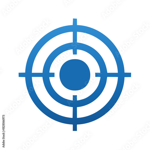 Blue target symbol illustration with concentric circles and crosshairs