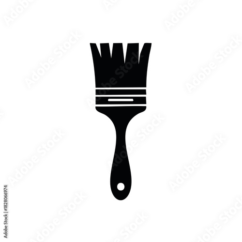 Black silhouette paint brush icon for artistic creation and home renovation projects