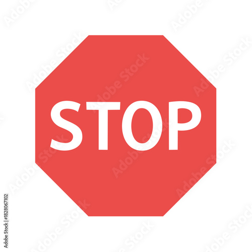 Red Octagon Stop Sign with White Text for Safety and Traffic Control