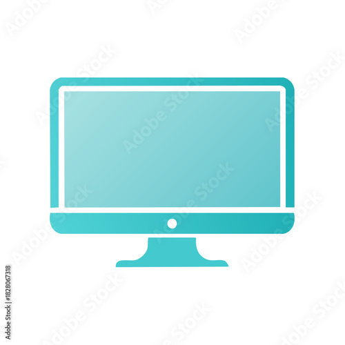 Modern Flat Screen Computer Monitor with Turquoise Gradient