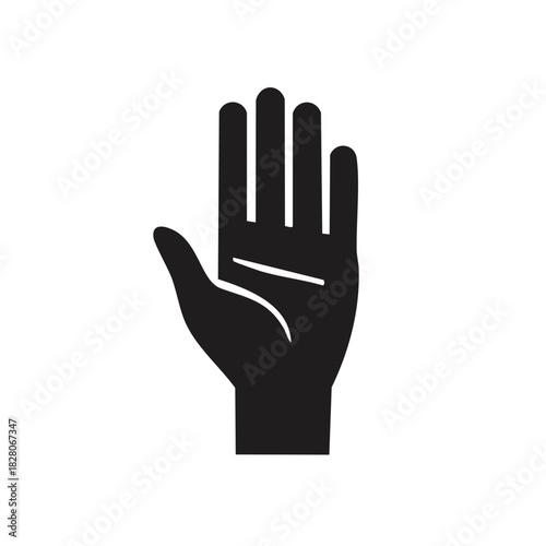 Raised Hand Signal Silhouette Graphic Icon in Black and White Vector