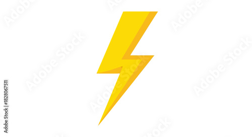 Yellow lightning bolt icon in flat design style for energy and power themes