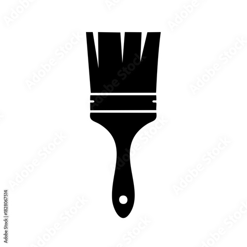 Isolated Black Paintbrush Graphic Illustration for Painting and Renovation Projects