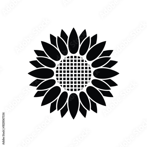 Bold black silhouette of a sunflower