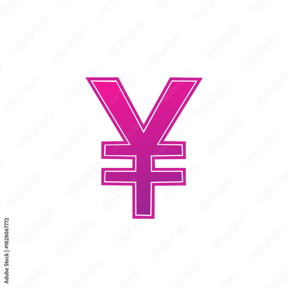Obraz premium Japanese yen currency symbol graphic with pink and purple gradient design