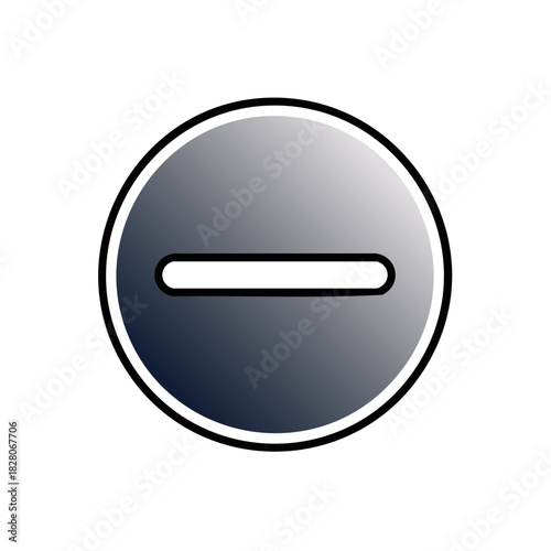 A sleek, modern gradient button displaying a minus sign for subtraction or decrease, set on a clean, vector design symbol.