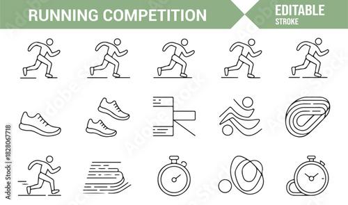 Sports timing and finish line icons for competition graphics