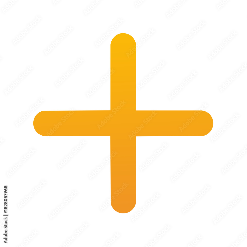 Obraz premium Plus Sign in Golden Yellow with Rounded Edges Addition Symbol Icon Math