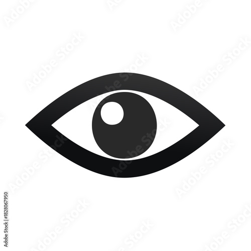 Minimalist black eye icon representing vision and perception on a white background