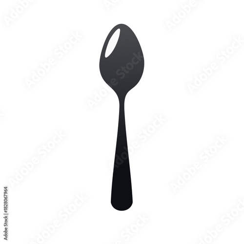 Minimalist graphic of a spoon in dark grey against a white background.