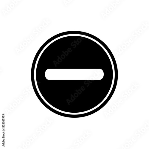 Black and white circular stop prohibition sign with horizontal bar