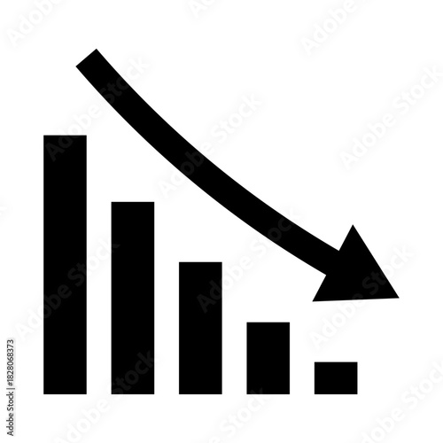 Declining financial graph with downward arrow