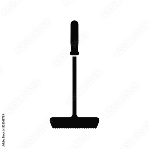 Black silhouette of a floor squeegee on white background
