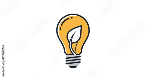 Eco-friendly lightbulb with leaf icon symbolizing sustainable energy and innovation