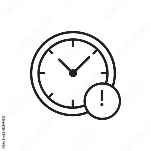 Time management deadline reminder black and white vector icon for business management and productivity planning