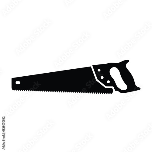 Black silhouette of a hand saw on white background 1