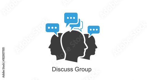 Silhouette people with speech bubbles for discussion and communication concepts