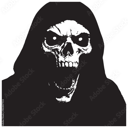 Haunting Reaper Skull Emerging From Shadows With Unrelenting Terrifying Fury