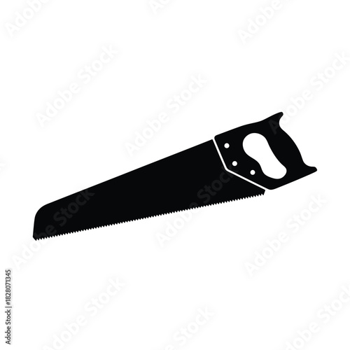 Black silhouette of a hand saw on white background 2