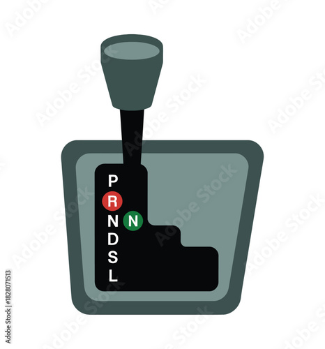 An automatic transmission gear selector with P, R, N, D, S, and L illuminated.