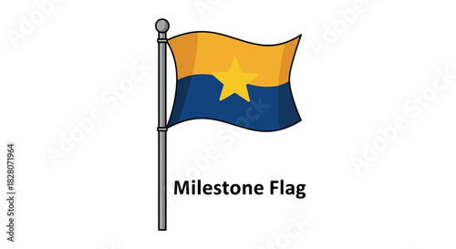 Illustrative flag with star design on flagpole celebrating milestone achievement