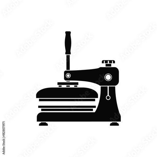 Black silhouette of a heat press machine equipment