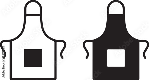 Apron Outline and Silhouette with Pocket kitchen cooking on transparent background