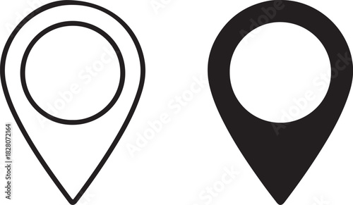 Location Pin Icons Outline and Filled Silhouette map pin location marker on transparent background