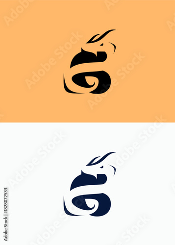 Stylized Dragon or Serpent Letter G Logo Design