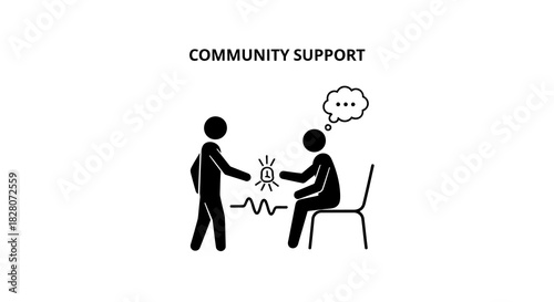 Community support concept with people sharing ideas and encouragement