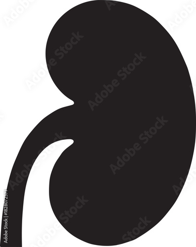Minimalist Black Kidney Vector for Health and Wellness