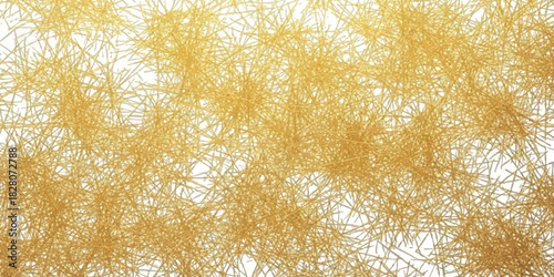 Golden abstract background with intricate tangled lines on a white texture.