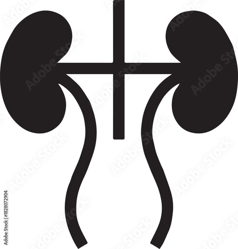 Minimalist Black Kidney Vector for Health and Wellness