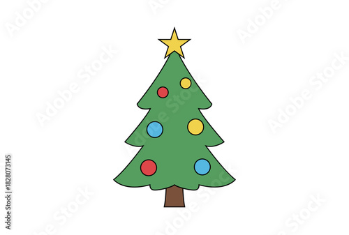 Icono de árbol de navidad decorado con bolas y estrella